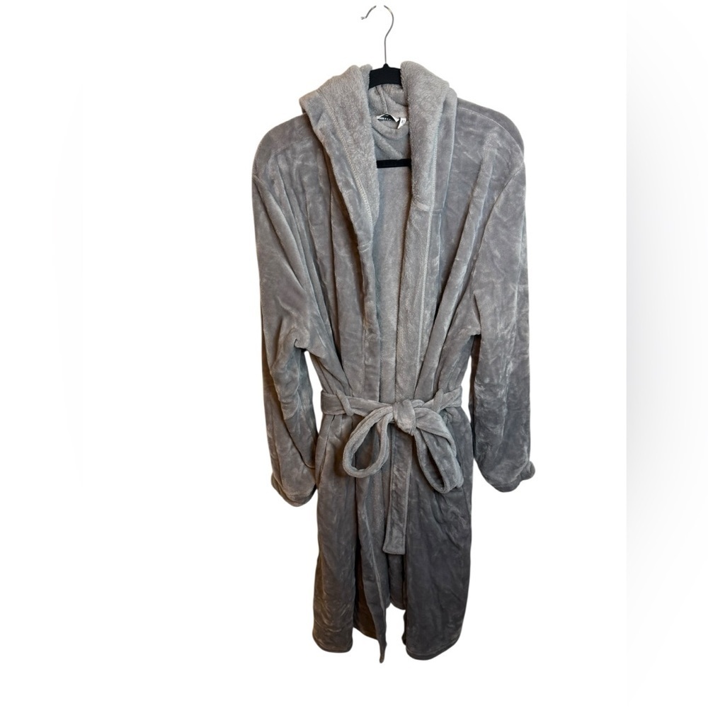 ASOS Curve Gray Plush Hooded Robe
